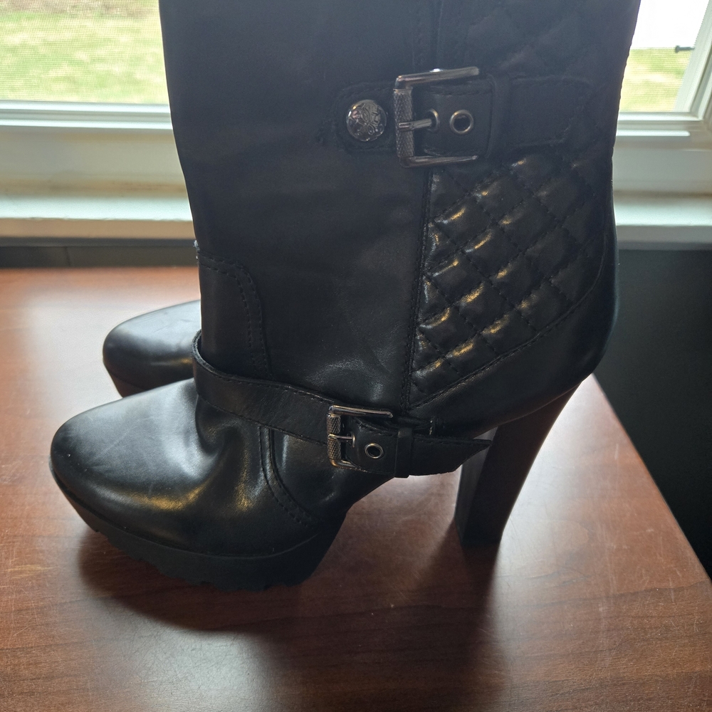 Guess Black Quilted Heeled Boots